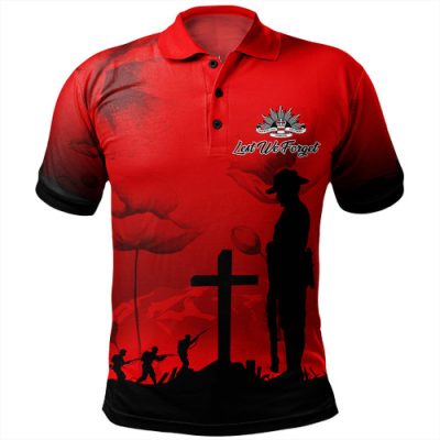 Australia Polo Shirt Anzac Day Lest We Forget Red Poppy
