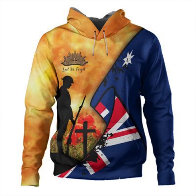 Australia Anzac Day Hoodie - Anzac Day Flag Lest We Forget Hoodie