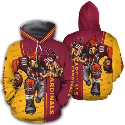 NFL Arizona Cardinals Mascot Red Yellow Pullover Hoodie