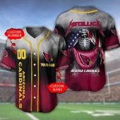 NFL Arizona Cardinals Custom Name Number Skull Baseball Jersey