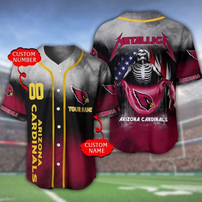 NFL Arizona Cardinals Custom Name Number Skull Baseball Jersey