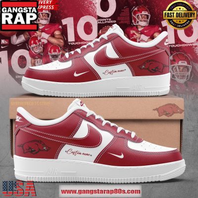 Arkansas Razorbacks Football 2025 Air Force 1 Sneakers Shoes