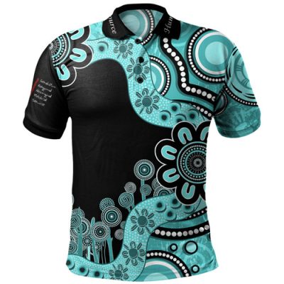 Australia Polo Shirt Custom Human Resource Aboriginal Indigenous Dot Turquoise