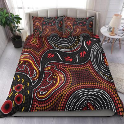 Australia Aboriginal Inspired Bedding Set - Kangaroo With Dot Painting