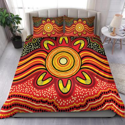 Australia Aboriginal Inspired Bedding Set - Aboriginal Inspired Dot Art Painting VER 12