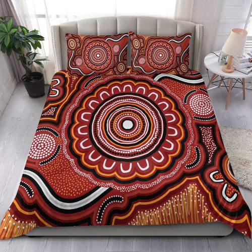 Australia Aboriginal Inspired Bedding Set - Aboriginal Inspired Dot Art Painting VER 13 Australia Aboriginal Inspired Bedding Set - Aboriginal Inspired Dot Art Painting VER 13