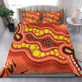 Australia Aboriginal Inspired Bedding Set - Aboriginal Inspired Dot Art Painting Ver 9