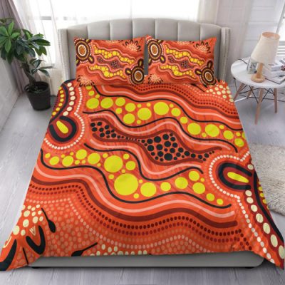 Australia Aboriginal Inspired Bedding Set - Aboriginal Inspired Dot Art Painting Ver 9