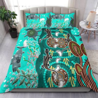 Australia Aboriginal Inspired Bedding Set - Aboriginal Inspired Sea and Life