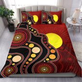 Australia Aboriginal Inspired Bedding Set - Australia Aboriginal Inspired Life Style Flag Circle Dot Painting Art Bedding Set