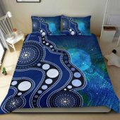 Australia Aboriginal Inspired Bedding Set - Australia Indigenous Flag Circle Dot Painting Art (Blue)