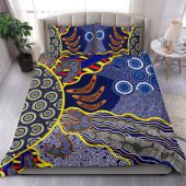 Australia Dot Painting Inspired Aboriginal Bedding Set - Brown Aboriginal Australian Art With Boomerang Bedding Set