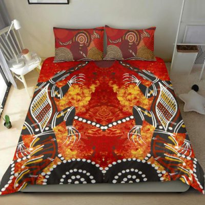 Australia Bedding Set - Aboriginal Inspired Crocodile And Kangaroo