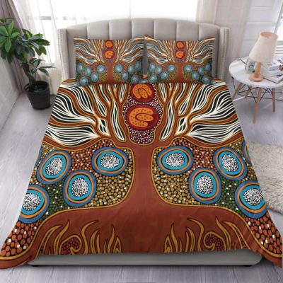 Australia Aboriginal Inspired Bedding Set - Indigenous Circle Dot Painting Ver17