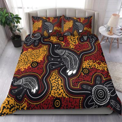 Australia Aboriginal Inspired Bedding Set - Indigenous Emu Ver 1