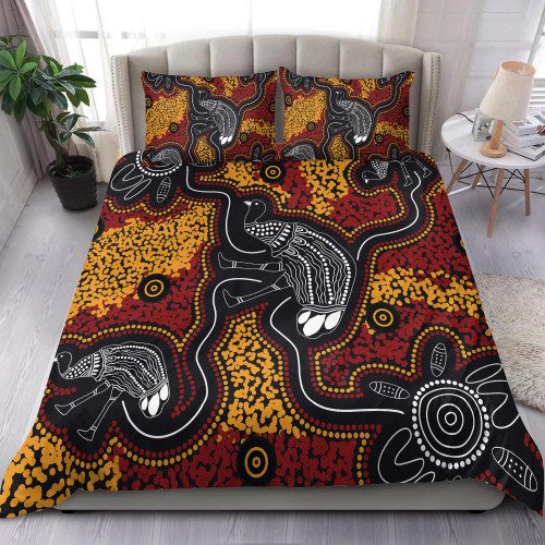 Australia Aboriginal Inspired Bedding Set - Indigenous Emu Ver 1 Australia Aboriginal Inspired Bedding Set - Indigenous Emu Ver 1