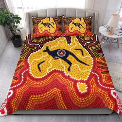 Australia Aboriginal Inspired Bedding Set - Indigenous Kangaroo