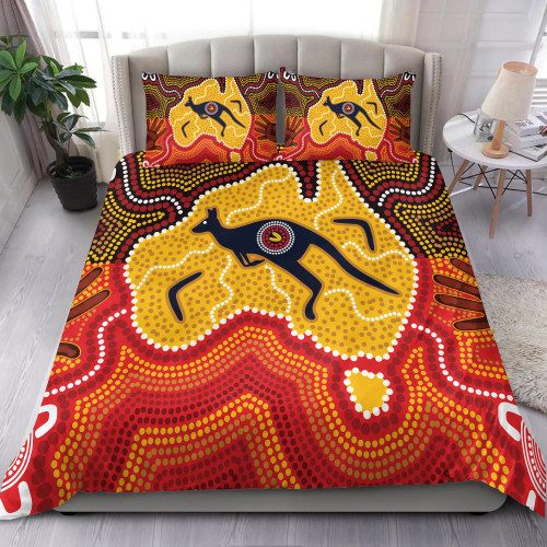 Australia Aboriginal Inspired Bedding Set - Indigenous Kangaroo Australia Aboriginal Inspired Bedding Set - Indigenous Kangaroo