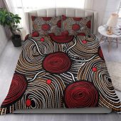 Australia Aboriginal Inspired Bedding Set - Indigenous Symbol Dot Painting Art Ver 11