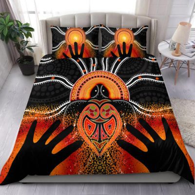 Australia Aboriginal Inspired Bedding Set - Indigenous Turtle Hand Art