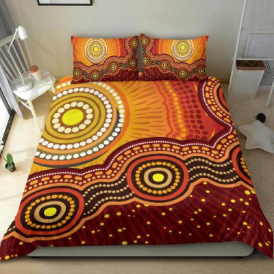 Australia Aboriginal Inspired Bedding Set - Sunrise Aboriginal Inspired Art