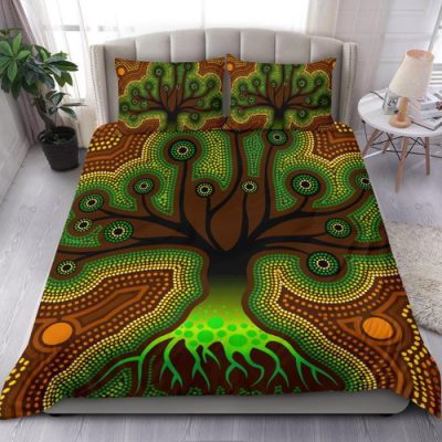 Australia Aboriginal Inspired Bedding Set - Tree Dot Painting Art