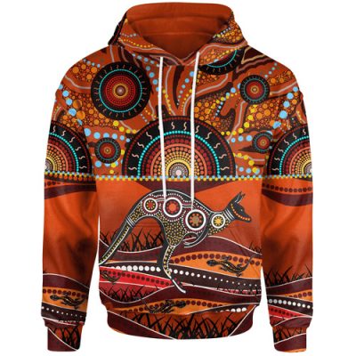 Australia Aboriginal Inspired Hoodie - Kangaroo With Dot Painting