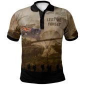 Australia Anzac Day Polo Shirt - Lest We Forget Vintage Style