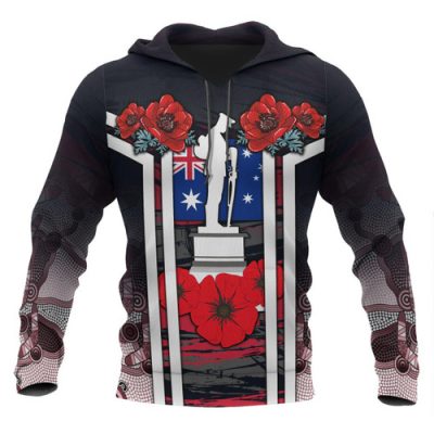 Australia Anzac Day Hoodie - Poppy Flowers Dot Painting