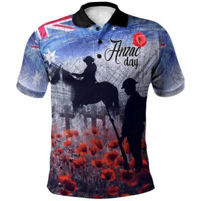 [Custom] Australia Anzac Day Polo Shirt - Lest We Forget Vintage Poppies