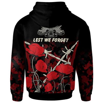 Australia Anzac Hoodie - Anzac with Remembrance Poppy Flower