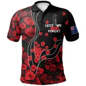Australia Anzac Lest We Forget Polo Shirt - Poppy Flowers