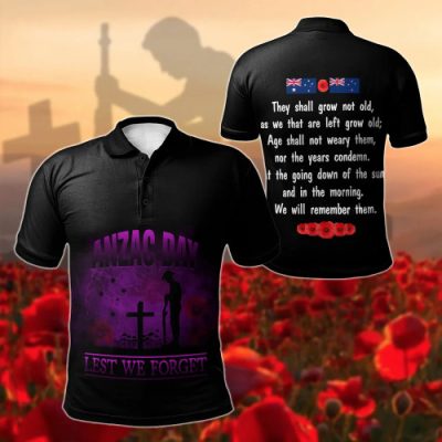 Australia Anzac Polo Shirt - Lest We Forget 2D Style (White)