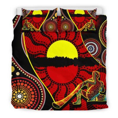 Australia Bedding Set - Australia Aboriginal Inspired Dots With Didgeridoo