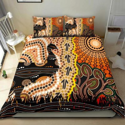 Australia Bedding Set - Australian Aboriginal Inspired Sun and Emu