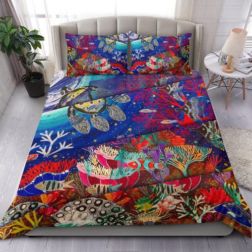 Australia Aboriginal Inspired Bedding Set - Great Barrier Drawing Painting Australia Aboriginal Inspired Bedding Set - Great Barrier Drawing Painting