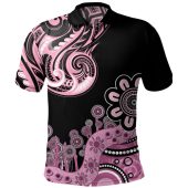 Australia Polo Shirt Custom Maori Pattern Aboriginal Indigenous Dot Painting Baby Pink