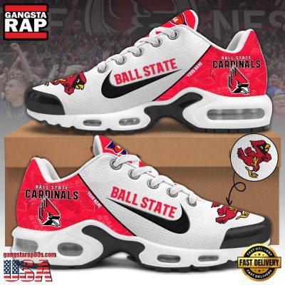 NCAA Custom Name Ball State Football Mascot Symbol Air Max Plus Shoes Running Sneakers