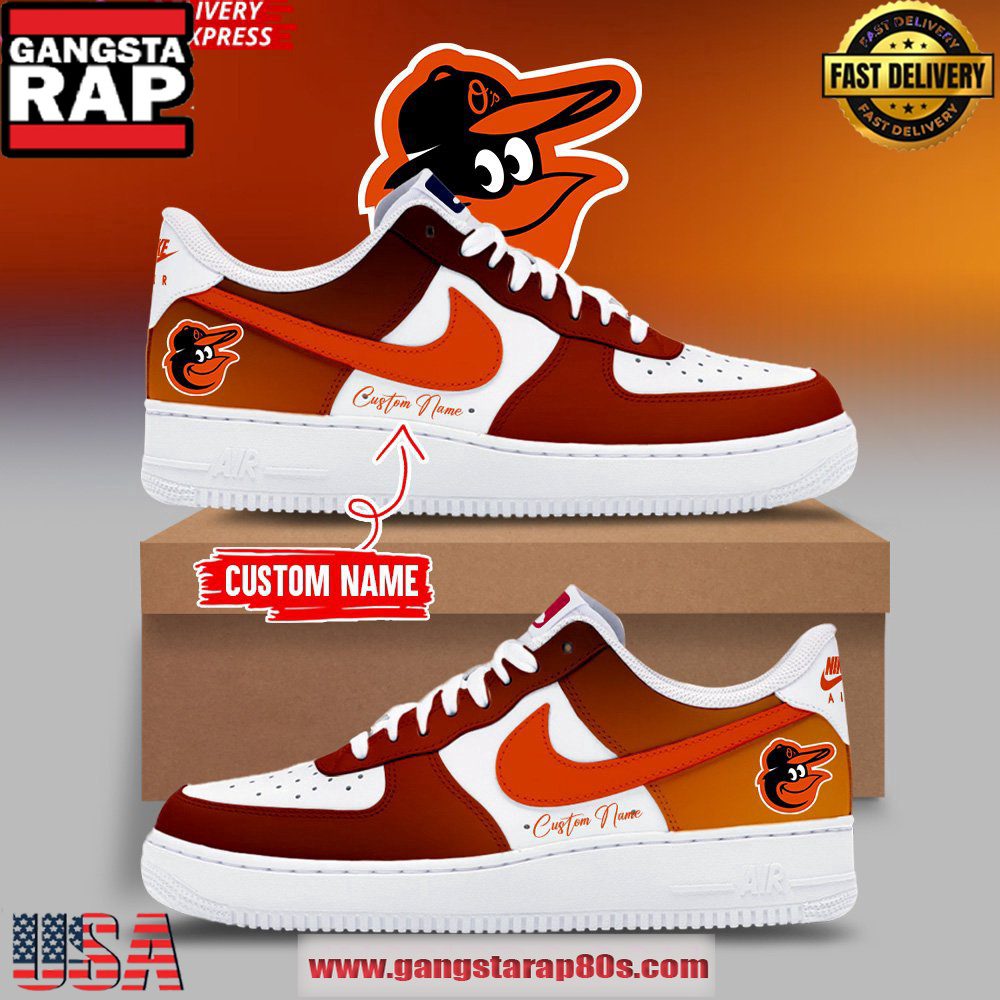 Baltimore Orioles Customized Air Force 1 Running Sneakers Shoes Baltimore Orioles Customized Air Force 1 Running Sneakers Shoes