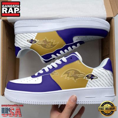 NFL Baltimore Ravens Basic Pattern Football New Design Air Force 1 Running Sneakers Shoes