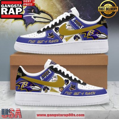 Baltimore Ravens Play Like A Raven Air Force 1 Running Sneakers Shoes