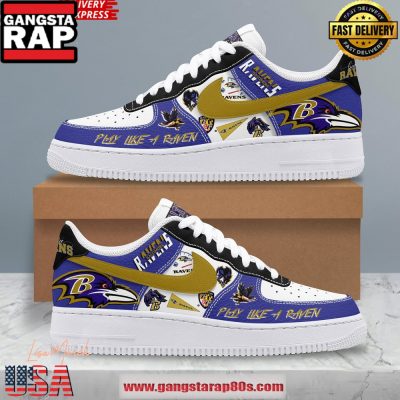 Baltimore Ravens Play Like A Raven Air Force 1 Running Sneakers Shoes