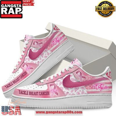 Baltimore Ravens Tackle Breast Cancer Air Force 1 Running Sneakers Shoes