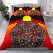 Australia Bedding Set - Aboriginal Inspired Sublimation Dot Pattern Style (Red)