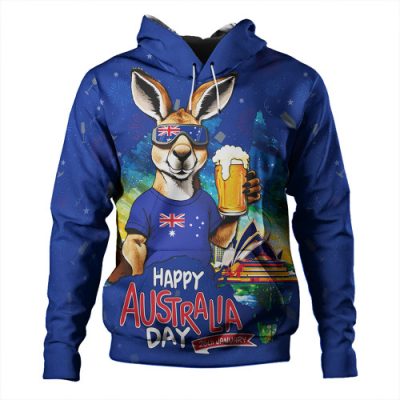 Australia Hoodie Happy Australia Day Funny Kangaroo With Beer?