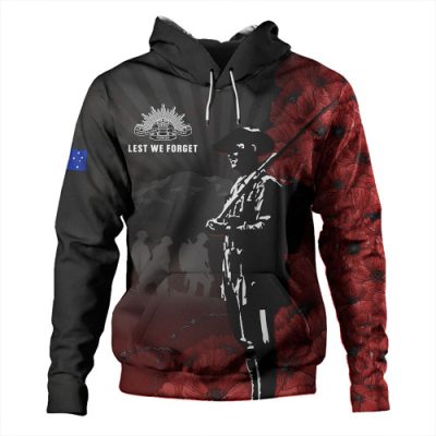 Australia Hoodie Anzac Day Lest We Forget Soldier Stencil Art