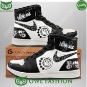 Blink 182 Rock Band Hot Air Jordan High Top Shoes Black and White