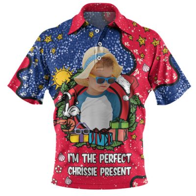 Australia Christmas Custom Polo Shirt - I'm the Perfect Present Blue Polo Shirt