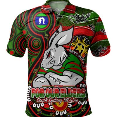 South Sydney Rabbitohs Custom Polo Shirt - Bunnies For Our Elders Hoodie Polo Shirt