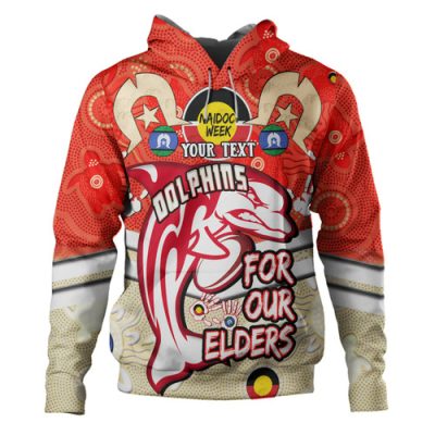 Redcliffe Dolphins Naidoc Week Custom Hoodie - Redcliffe Dolphins Naidoc Week For Our Elders Dot Art Style With Turtle Hoodie